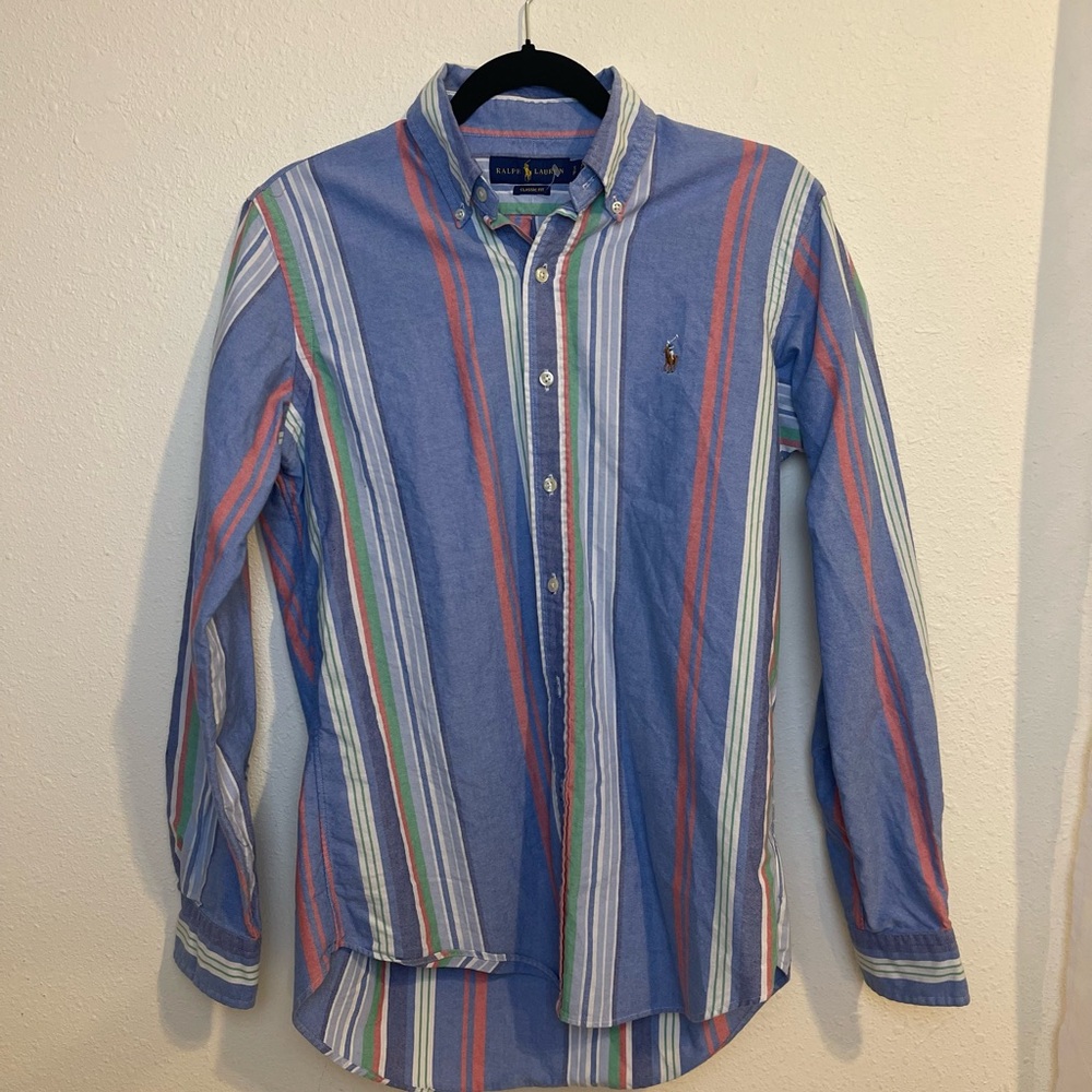 Polo by Ralph Lauren Men's Blue Striped Shirt